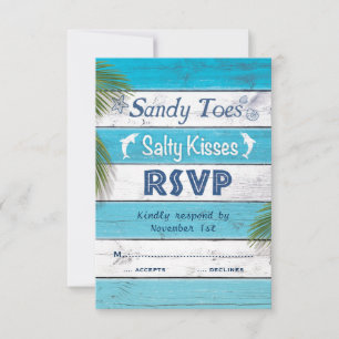 Türkis Sandy Toes salziges Küsse UAWG RSVP Karte