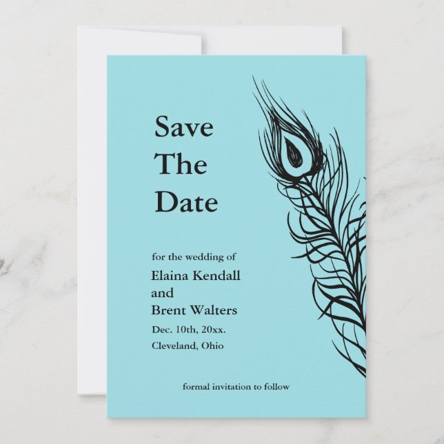 Türkis Schütteln Sie Ihren Schwanz Feathers Save t The Date (Vorderseite)