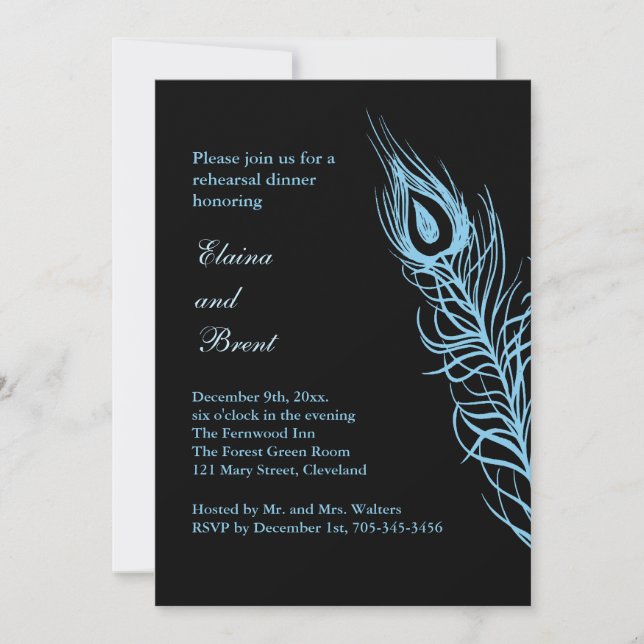 Türkis Schütteln Sie Ihren Schwanz Federn Rehearsa Einladung (Vorderseite)