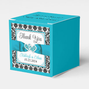 Türkis, Schwarz-Damast-Liebe Hört Hochzeit Geschenkschachtel