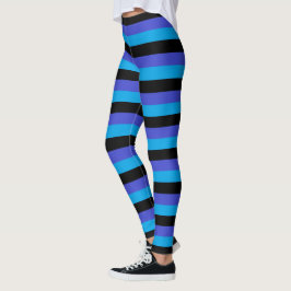 Türkis, Schwarz und Blau Streifen Leggings