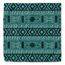 Türkis-schwarzes Azteken-Muster Bandanna