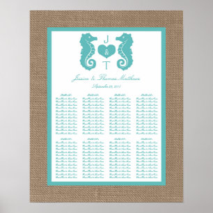 Türkis Seahors Burlap Beach Wedding Collection Poster