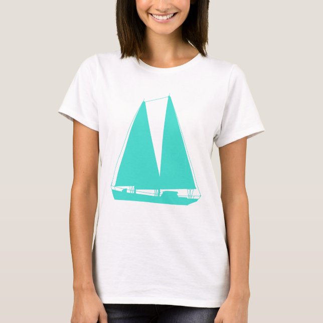Türkis-SeeSegelboot T-Shirt (Vorderseite)