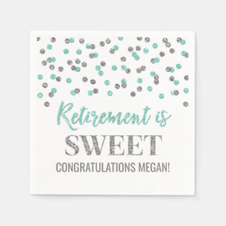 Türkis Silver Confetti Retirement ist süß Serviette