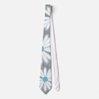 Türkis Silver White Daisy Wild Blume Wedding Krawatte
