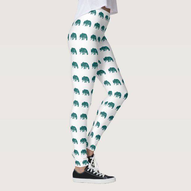 Türkis-Skandinavier Hygge-Bär Leggings (Rechts)