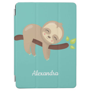 Türkis Sloth auf Tree Animal Kawaii Illustration iPad Air Hülle