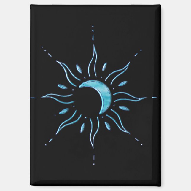 Türkis Sonne  Magnet (Vorderseite)