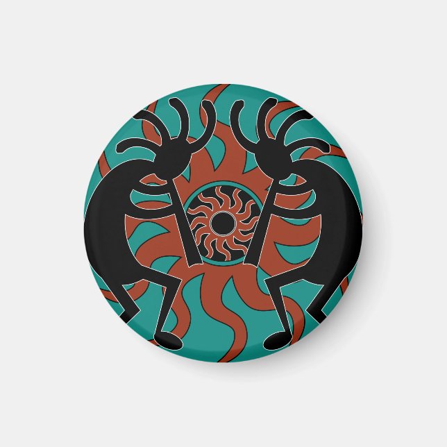 Türkis Southwestern Design Kokopelli Magnet (Vorne)