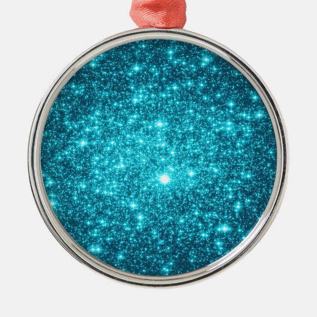 Türkis Sparkle Ornament Aus Metall (Vorne)