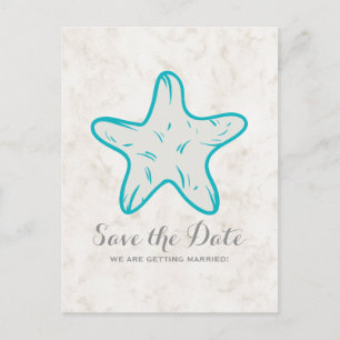 Türkis Starfish Save the Date Postkarte