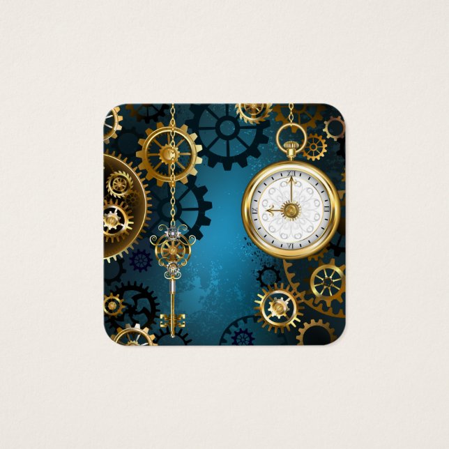 Türkis-Steampunkirche Hintergrund mit Gears (Vorderseite)