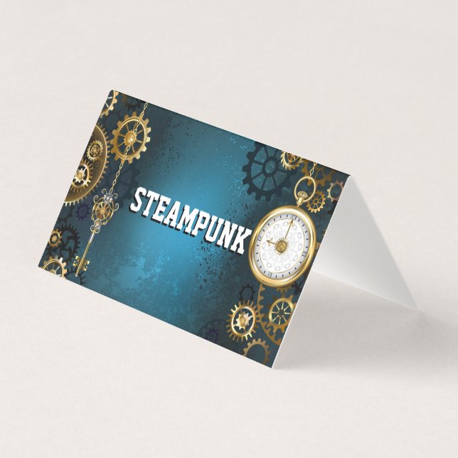 Türkis-Steampunkirche Hintergrund mit Gears (Rückseite)