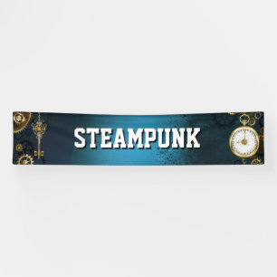 Türkis-Steampunkirche Hintergrund mit Gears Banner