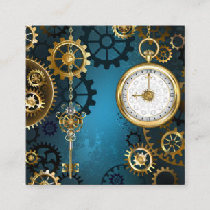 Türkis-Steampunkirche Hintergrund mit Gears Begleitkarte