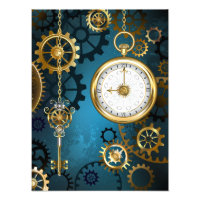 Türkis-Steampunkirche Hintergrund mit Gears