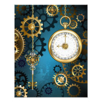 Türkis-Steampunkirche Hintergrund mit Gears