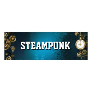 Türkis-Steampunkirche Hintergrund mit Gears Fotodruck