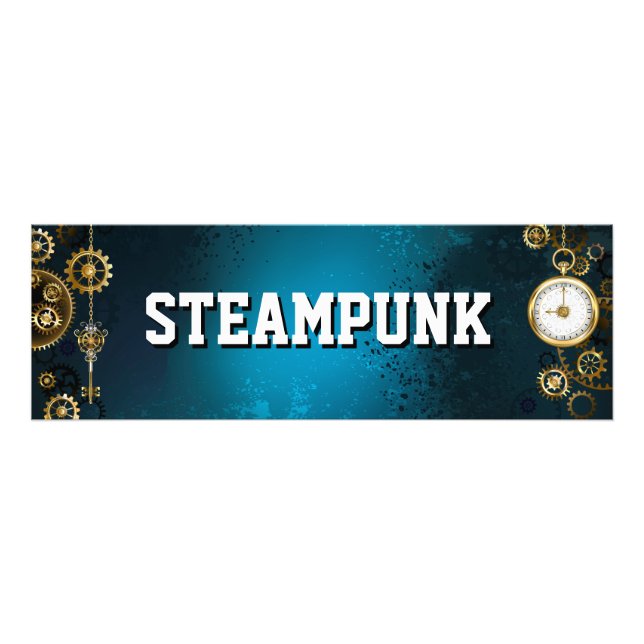 Türkis-Steampunkirche Hintergrund mit Gears Fotodruck (Vorne)
