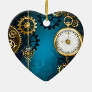 Türkis-Steampunkirche Hintergrund mit Gears Keramik Ornament