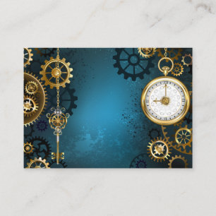Türkis-Steampunkirche Hintergrund mit Gears Rabattkarte