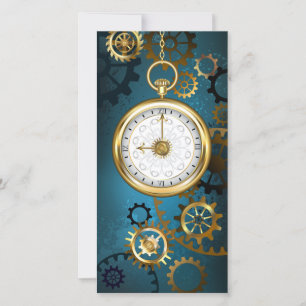 Türkis-Steampunkirche Hintergrund mit Gears Save The Date