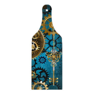 Türkis-Steampunkirche Hintergrund mit Gears Schneidebrett