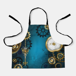 Türkis-Steampunkirche Hintergrund mit Gears Schürze