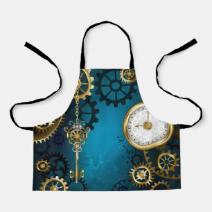 Türkis-Steampunkirche Hintergrund mit Gears Schürze