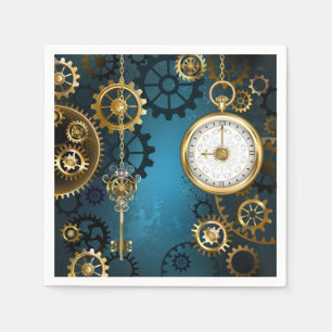 Türkis-Steampunkirche Hintergrund mit Gears Serviette