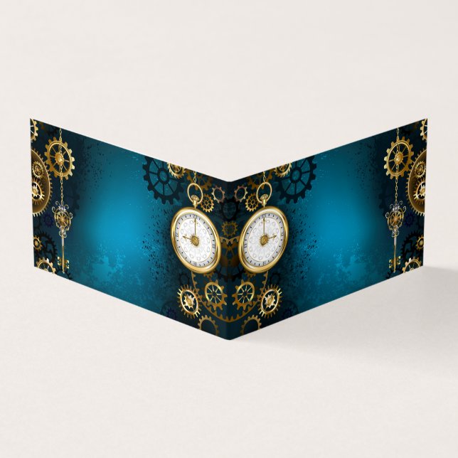 Türkis-Steampunkirche Hintergrund mit Gears Visitenkarten (Vorderseite)