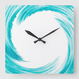 Türkis-Strudel-abstrakte Kunst Quadratische Wanduhr