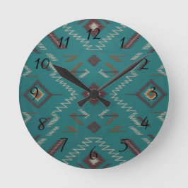 Türkis Südwesten Navajo Geometrisch Runde Wanduhr
