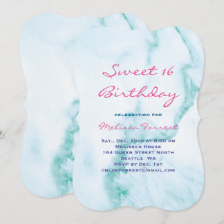 Türkis Sweet 16 Marmor Geburtstag Einladung