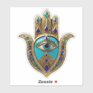 Türkis Third Eye Hamsa Aufkleber