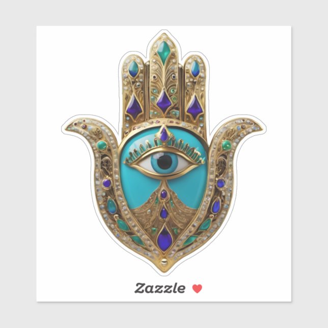 Türkis Third Eye Hamsa Aufkleber (Blatt)
