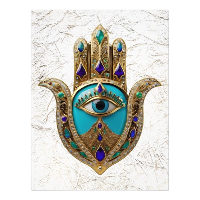 Türkis Third Eye Hamsa Fotodruck (Vorne)