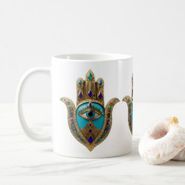 Türkis Third Eye Hamsa Kaffeetasse