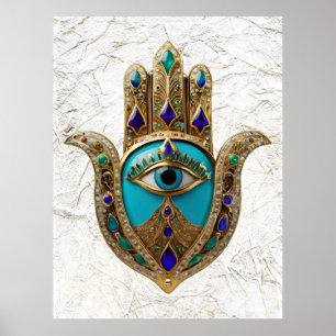 Türkis Third Eye Hamsa Poster