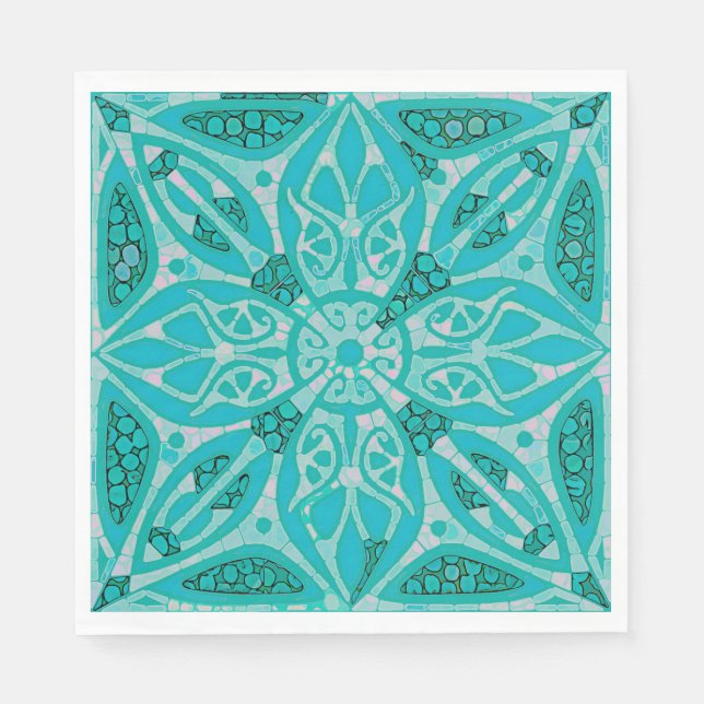 Türkis Tile Luncheon Paper Napkins Serviette (Vorderseite)