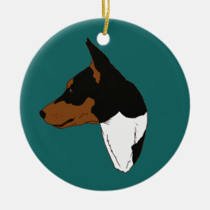 Türkis Tricolor Basenji Verzierung Keramik Ornament