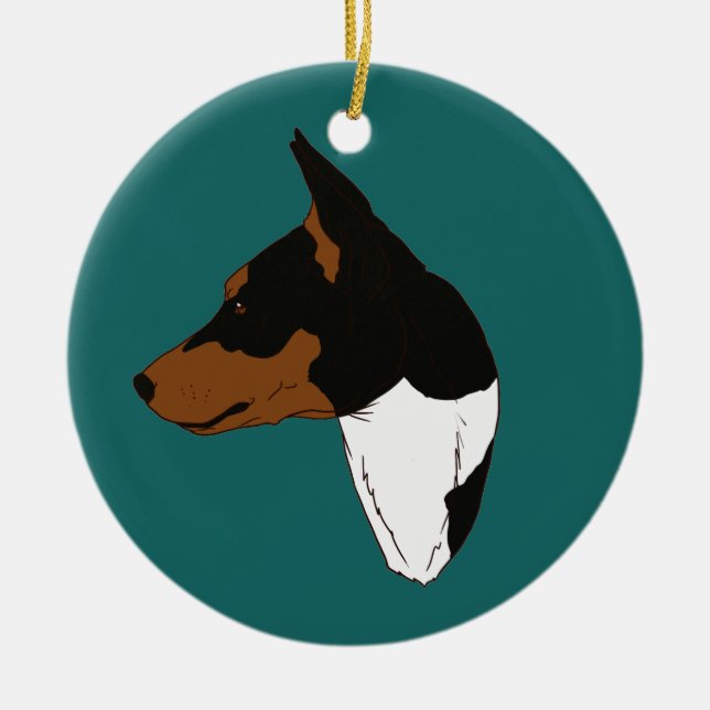 Türkis Tricolor Basenji Verzierung Keramik Ornament (Vorne)