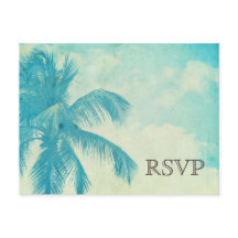 Türkis tropischer Palm Tree Wedding RSVP