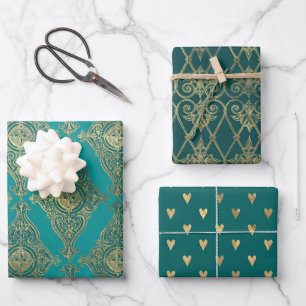 Türkis - Türkis und Gold Paris Geschenkpapier Set