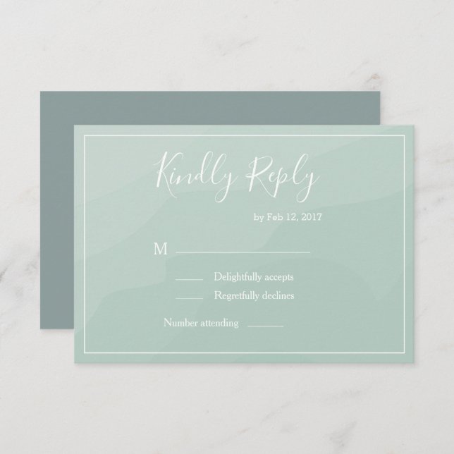 Türkis-türkisfarbene Hochzeit Rsvp Einladung (Vorne/Hinten)