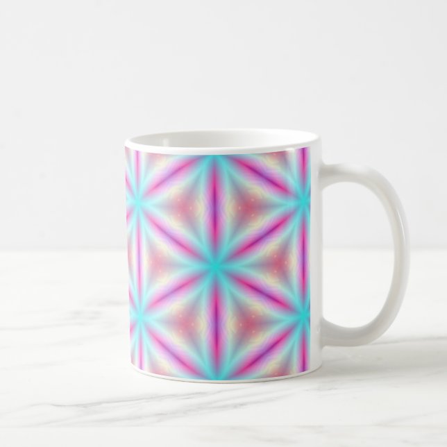 Türkis u. heißes Rosa-Fraktal-Kaleidoskop-Tasse Tasse (Rechts)
