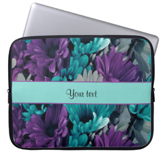 Türkis u. lila Gänseblümchen Laptopschutzhülle