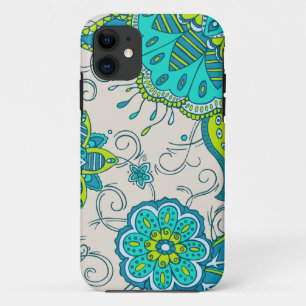 Türkis u. Limones Blumen Case-Mate iPhone Hülle