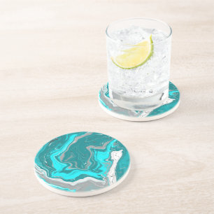Türkis und Aquamarines Marmorwasser Kunst Getränkeuntersetzer